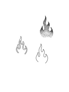 two fire symbols are shown in black and white, one has a bird flying over it