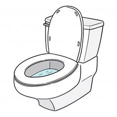 a drawing of a toilet with the seat up and lid down, in front of a white background