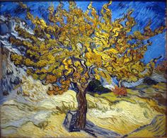 a painting of a tree with yellow leaves