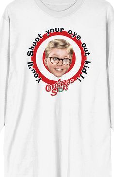 Online Only! Embrace the spirit of the holiday season with the new A Christmas Story You'll Shoot Your Eye Out Long Sleeve T-Shirt. This tee is complete with a crew neckline, long sleeves, a standard fit, and custom graphics printed on the front.


	Crew neckline
	Long sleeves
	Standard fit
	Front graphic
	Machine washable Christmas Story, Custom Graphics, A Christmas Story, The Spirit, Pacsun, Crew Neckline, The Holiday, Long Sleeve T Shirt, Holiday Season