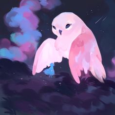 an owl is flying in the night sky