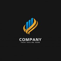 the logo for company with blue and yellow lines on it, is suitable to be used as