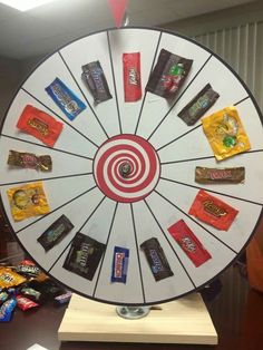 a wheel of candy on top of a table