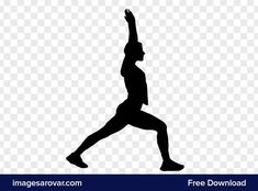 the silhouette of a man running with his hand up in the air, on a transparent background