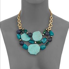 8.5 / 10 Condition No Visible Wearing On The Plating Turquoise And Turquoise Colored Stones. Will Include An Unbranded Dust Bag Element Necklace, Alexis Bittar Jewelry, Colored Stones, Alexis Bittar, Turquoise Color, Womens Jewelry Necklace, Stone Color, Blue Green, Dust Bag