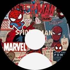 a cd disc with spiderman stickers all over it's face and neck