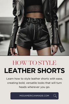 Ready to elevate your style? Swap out your denim for leather shorts! These versatile pieces can give you edgy vibes or chic sophistication, perfect for any occasion. Check out our guide on how to style leather shorts and slay every look. #LeatherShortsStyle #ChicAndEdgy #FashionInspo Leather Shorts Outfit, Edgy Fits, Edgy Vibes, Black Combat Boots, Chic Leather, Chic Blouses, Lara Croft