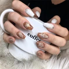 Coffee Nail Designs, Coffee Nails Designs, Pumpkin Spice Nails, Kiss Nails, Nails 2023, Colorful Nail Designs, Hair Skin Nails, Sparkly Nails, Nails Desing