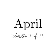 an image of the word april written in black on a white background