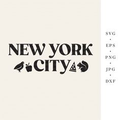 the new york city logo is shown in black and white, with an image of a bird