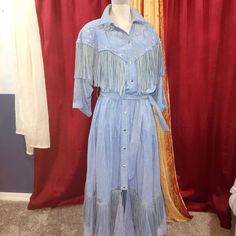 Vardana Garfinkel Dress, Western Fringe Dress Beautiful Blue In Color With Lots Of Details See Pictures Great Conditions Western Fringe Dress, Dress Western, Western Dress, Fringe Dress, Western Dresses, Dress Beautiful, Beautiful Blue, Rodeo, Dancing