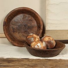 some bread in a bowl on a table