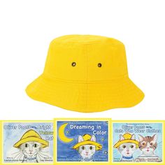 "Your child will love having a bright yellow hat of their own to match their favorite character, Oliver Poons! Protect your child's sensitive scalp from harmful UV rays with this 100% cotton hat as they play all day. Eyelets let your child's head breathe for a cool and comfortable fit. This hat even folds nicely to make it easy to pack for on-the-go trips! Sizes: *3-6 Years - Measures 20 1/2\"-20 7/8\" circumference with 6 1/2-6 5/8\" depth. Brim measures about 2 inches. *Additional sizes coming Play All Day, Yellow Hat, Childrens Hats, Sensitive Scalp, Children's Picture Books, Childrens Stories, Cotton Hat, Bedtime Stories, Children's Books