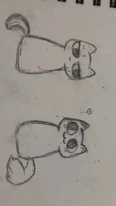 two drawings of a cat and dog laying on top of each other