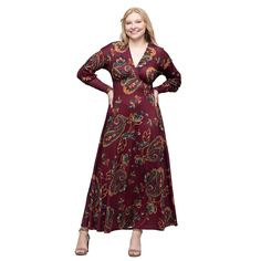 You'll love the chic style of this Women's 24Seven Comfort Apparel Bishop Sleeve A-Line Maxi Dress.Click on this WOMEN'S GUIDE to find the perfect fit and more! You'll love the chic style of this Women's 24Seven Comfort Apparel Bishop Sleeve A-Line Maxi Dress.Click on this WOMEN'S GUIDE to find the perfect fit and more! FEATURES Approximate model height is 5'8" and she is wearing a size S A-line silhouette V-neck Long sleeves No closure - pullover styling UnlinedFIT & SIZING Regular fit 54 1/2-in. length from shoulder to hem Maxi length hits at the ankleFABRIC & CARE Polyester, spandex Machine wash and tumble dry Imported Size: X Large. Color: Wine Team. Gender: female. Age Group: adult. A Line Maxi Dress, Red Team, Bishop Sleeve, The Chic, Dress Clothes For Women, Model Height, Pullover Styling, Polyester Spandex, Gender Female