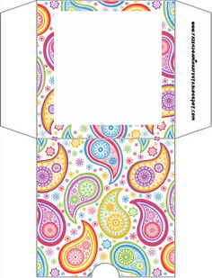 the front and back side of an origami box with paisley designs on it