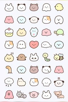 an assortment of cute animal stickers on a white background