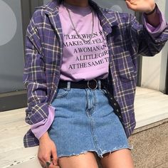 Mode Ulzzang, Look Retro, Purple Outfits, 90s Outfit, Skirt Long, Fashion Korean, Mode Vintage