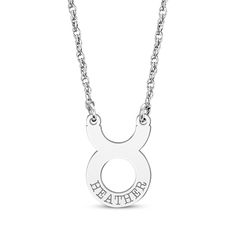 This engravable zodiac necklace makes a perfect gift for this tenacious and sensuous star sign. 10K White Gold Personalize with name of your choosing 16- to 18-inch adjustable rope chain with spring ring clasp Taurus Zodiac Sign, Zodiac Sign Necklace, Sign Necklace, Zodiac Necklace, Taurus Zodiac, Zodiac Necklaces, Star Sign, Accessories Jewelry Necklace, Star Signs