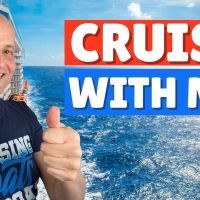 a man giving the thumbs up in front of a cruise ship with text reading cruising with me