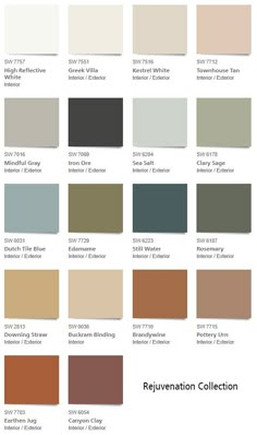 the different shades of paint that are available in this color scheme for interior and exterior