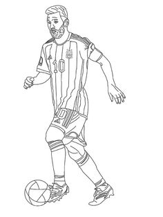 a soccer player dribbling the ball coloring page