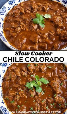 slow cooker chili with meat and cilantro