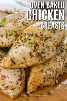 Easy Oven Baked Chicken Breasts come out perfect and juicy every time! Learning how to cook chicken breasts is perfect for any meal! #spendwithpennies #chickenbreasts #chickenrecipe #chickenbreastsrecipe #easyrecipe #bakedchicken #roastedchicken Chicken Breast In Oven, Baked Boneless Chicken Breast, Perfect Baked Chicken Breast, Perfect Baked Chicken, Easy Baked Chicken Breast, Juicy Baked Chicken, Baked Chicken Recipes Easy, Oven Baked Chicken Breasts, Chicken Breast Recipes Baked