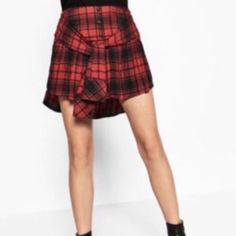 Zara Red And Black Plaid Check Skirt With Self Tie Front And Buttons Down The Front. Size: Small New With Tags, Never Worn! Casual Plaid Mini Skirt For Day Out, Edgy Red Skirt For Spring, Casual Zara Mini Skirt For Night Out, Zara Casual Mini Skirt For Night Out, Edgy Red Fall Skirt, Casual Red Mini Skirt For Night Out, Red Casual Skirt For Night Out, Casual Red Skirt For Night Out, Red Skirt For Fall Day Out