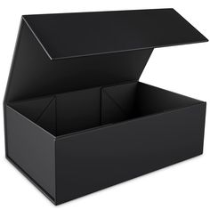 an open black box on a white background