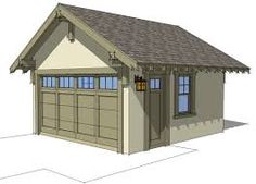 a drawing of a garage with two windows on the roof and one door open to let in light