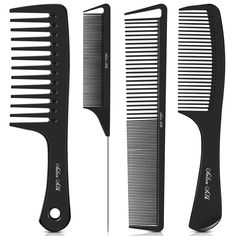 PRICES MAY VARY. Professional Hair Comb Set: 4PCS combs set includes wide tooth comb, rat tail fine tooth comb, medium tooth comb, and braiding comb. Meet your different hair needs of use. A Wide Range of Use: Combs for men and women perfect for almost all kinds of hair whether Long hair or short hair, straight or curls, women's or men's. Widely used comb suitable for daily use like shower, hair-cutting, hairdressing, or hair-drying. Premium Material: Hair combs made of superior carbon fabric. H Carbon Fabric, Short Hair Straight, Parting Comb, Shower Hair, Fine Tooth Comb, Hair Drying, Comb Set