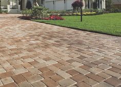 The concord cobble paver are an easy and convenient way to add sophistication to any landscape. Dry cast concrete construction offers durability, while the rich brown, red and orange colors add warmth to your outdoor design. These Premium pavers are ideal for home entrances, patios, walkways and pool decks. Lowe's 9-in L x 6-in W x 2-in H Rectangle Tranquil Concrete Paver | 507358 Concrete Paver Patio, Cobblestone Pavers, Paver Steps, Home Entrances, Paver Tiles, Patio Pavers Design, Cast Concrete, Concrete Construction, Paver Driveway