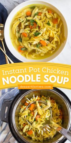 Make Instant Pot Chicken Noodle Soup your go to meal this winter! This hearty soup with chicken breast, celery, egg noodles, and turmeric is the perfect winter dish or small batch chicken soup for a sick day. Warm up today and enjoy!