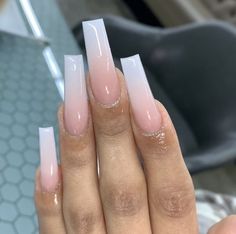 Ombre Acrylic, Pink Acrylic Nails, Square Acrylic Nails, Fire Nails, Bling Nails, Pretty Acrylic Nails