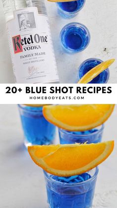 blue shot recipe with orange slices and vodka