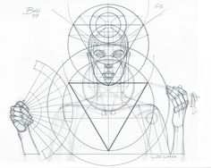 a drawing of a human figure with lines on it