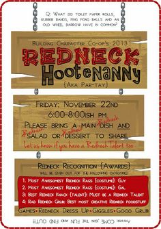 Hootenanny Party, Red Neck Party Ideas, Hillbilly Christmas, Hill Billy, Hee Haw