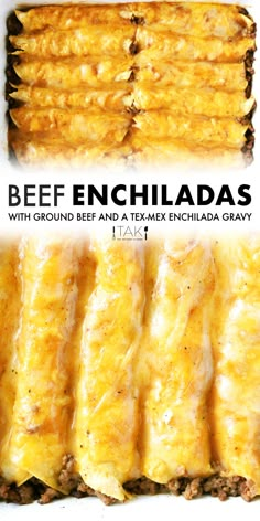 beef enchiladas with ground beef and a mexican - inspired gravy