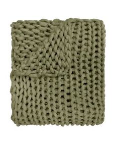 a green knitted blanket on a white background, with the pattern in shades of light green