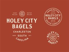 three different logos for the city bagels