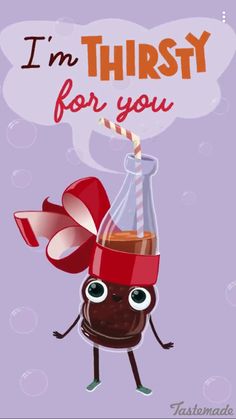 i'm thirsty for you card with an image of a chocolate pudding in a test tube