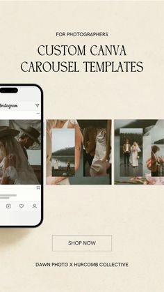 a cell phone with the caption'custom canvas carousel templates'on it