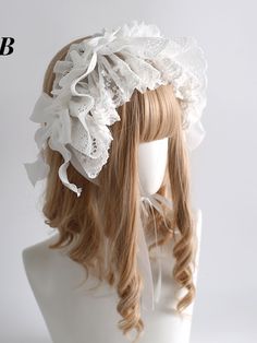 Enchanting White Sweet Lolita Headpiece: Crafted with soft cotton lace and intricate embroidered lace, this charming accessory features delightful bow embellishments on both sides.   The headband is secured with a fixed clip and a tie for adjustable wear. Available in two enchanting styles: Style B and Style C. Lace Headband For Party, Cute White Ribbon Headband, White Wedding Headband With Decorative Bow, Lace Party Headband, White Ribbon Headband, Frilly Headband, White Harajuku Style Party Headband, White Bow Headband, White Lace Headband For Party