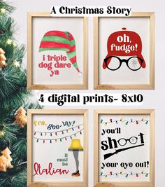 christmas story cross stitch pattern set - 4 digital prints 8x10 or 11x16