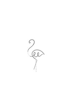 a black and white drawing of a flamingo on a white background with the word see written in cursive writing