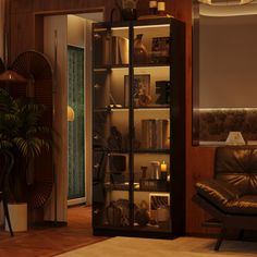 a living room filled with lots of furniture and bookshelves next to a window