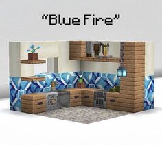 a blue fire oven sitting inside of a kitchen