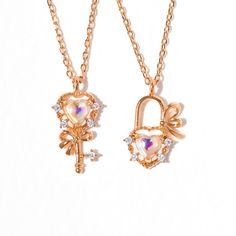 Show your bestie how much your friendship means with our Forever & Always Necklace Set! This necklace set features handcrafted Aurora Borealis crystals that shimmer so magically when they catch the light. Are you the lock or the key? Tag us @shopgirlscrew so we can see! Mismatched Necklaces, Fantasy Wedding Rings, Necklaces Collection, Bff Necklace, Magic Charms, Chantel Jeffries, Bff Necklaces, Aurora Borealis Crystal, Friendship Jewelry