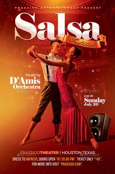 salsa flyer template with two dancers on stage